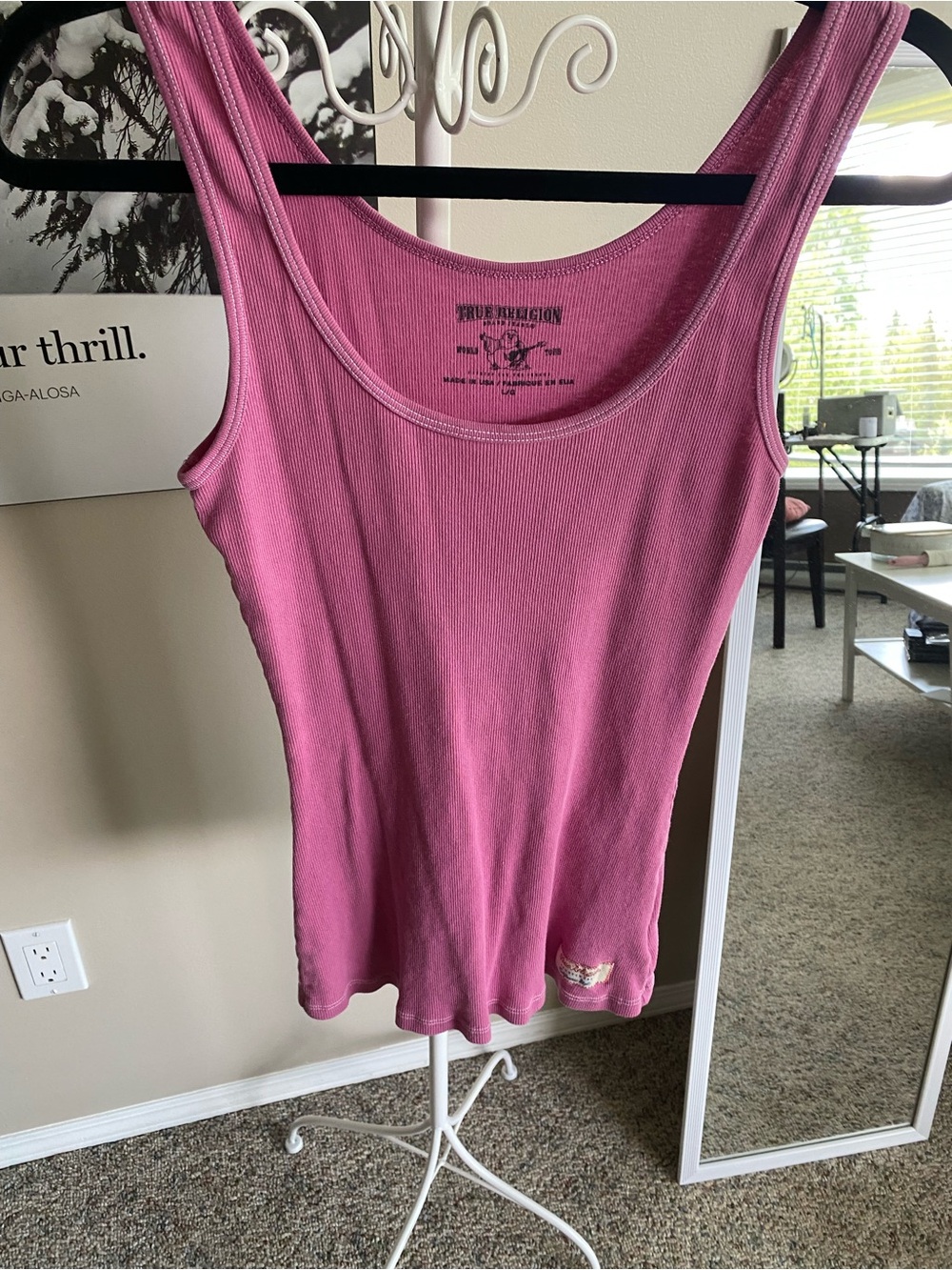 True Religion Pink Ribbed Scoop Neck Tank